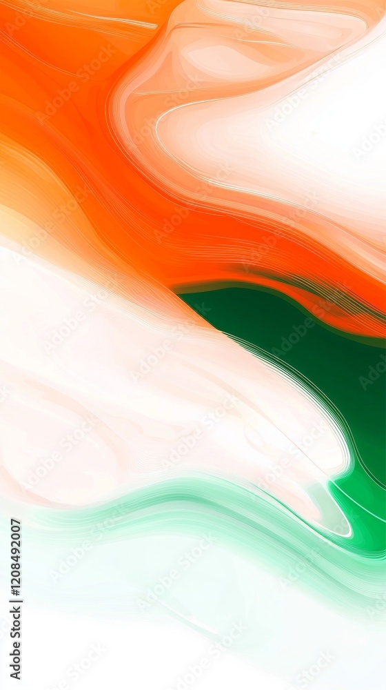 Poster colorful abstract background resembling a marble effect, blending orange, green, and white hues in a