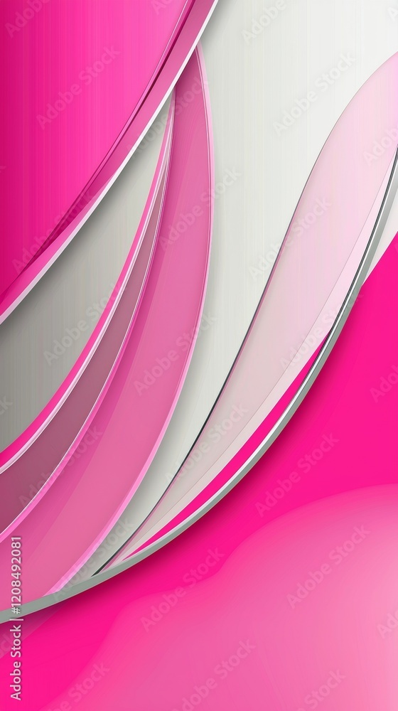Poster flowing pink and white lines create a dynamic and modern abstract composition, offering an elegant b