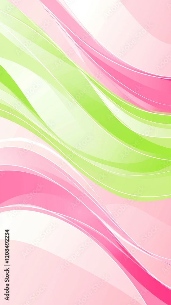 Poster pink and green waves flowing seamlessly create a vibrant and dynamic abstract composition, ideal for