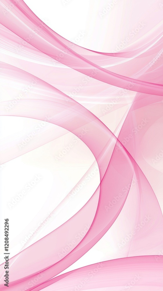 Poster smooth pink waves creating an elegant and dynamic abstract composition on a white background, ideal 