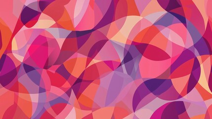 Intertwining translucent shapes in vibrant pink, purple, and orange hues create a dynamic, flowing abstract composition ideal for backgrounds and modern art projects