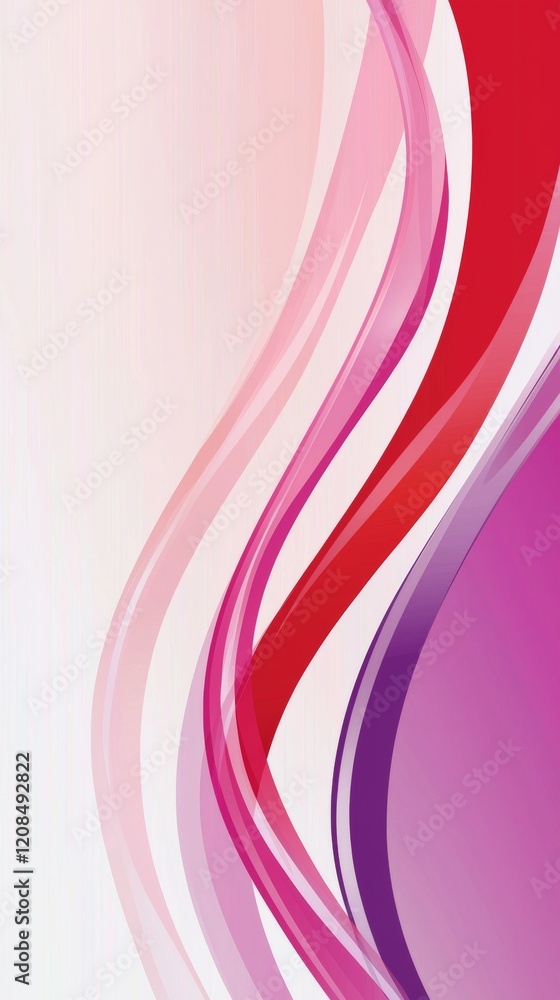 Poster smooth, flowing lines in shades of pink, red, and purple create a dynamic and visually appealing abs