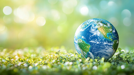 Digital diagram of a futuristic planet hologram symbolizing global fintech innovation minimalistic bright tone modern style blurred background with empty blank caption space dynamic concept

