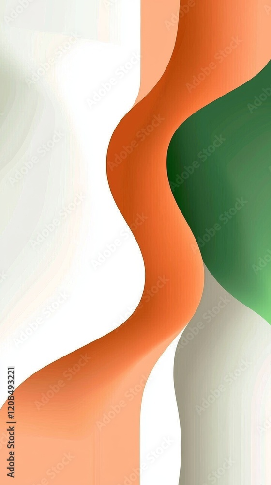 Poster smooth, undulating shapes in orange and green create a dynamic and visually appealing abstract compo