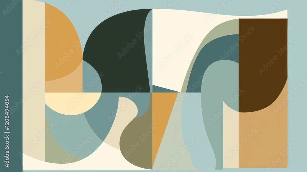 Aufkleber modern abstract background showcasing overlapping geometric shapes in muted colors, creating a capti