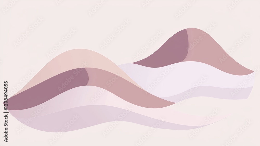 Poster soft pink and purple waves intertwine, forming gentle hills in an abstract background, creating a se