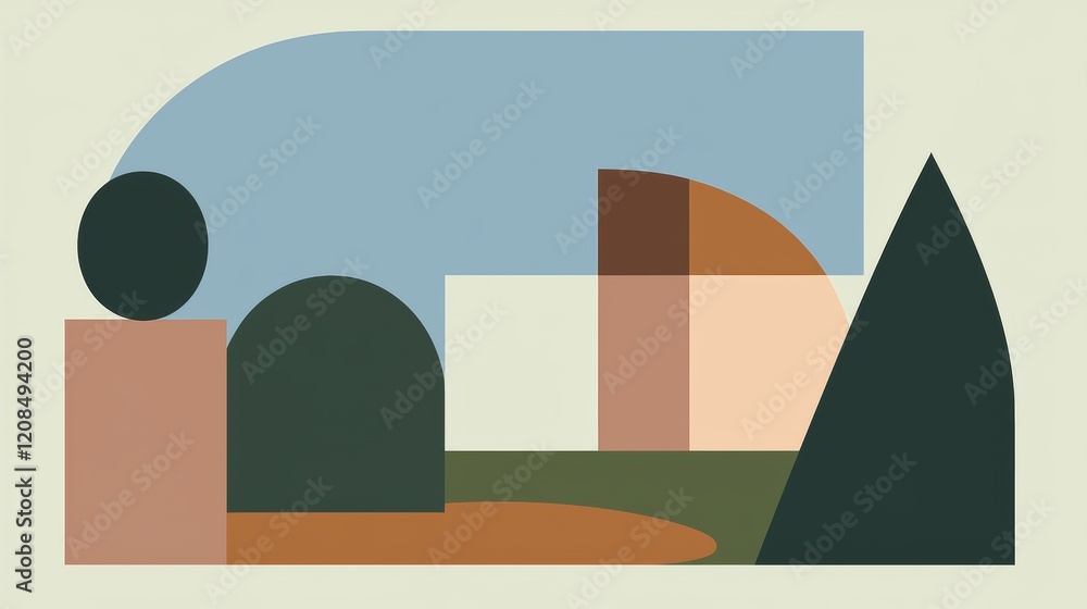 Poster modern abstract geometric background featuring overlapping shapes like circles, squares, rectangles,