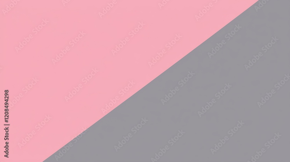 Poster minimalist abstract background featuring a smooth diagonal line elegantly dividing soft pink and neu