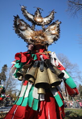 The Surva masquerade games festival in Sofia, Bulgaria. People called Kukeri parade in masks and...