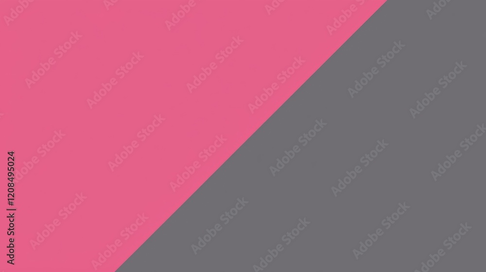 Poster pink and gray halves create a dynamic diagonal composition, suitable for various design and artistic