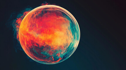 Digital diagram of a futuristic planet hologram symbolizing global fintech innovation minimalistic bright tone modern style blurred background with empty blank caption space dynamic concept

