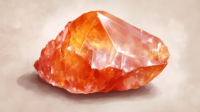 Raw sunstone crystal with plain background. sunstone. illustration. Crystal Plains. Illustration
