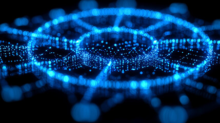 Digital diagram of a futuristic planet hologram symbolizing global fintech innovation minimalistic bright tone modern style blurred background with empty blank caption space dynamic concept

