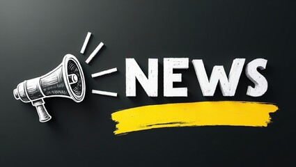 Megaphone Announcing Breaking News Headline