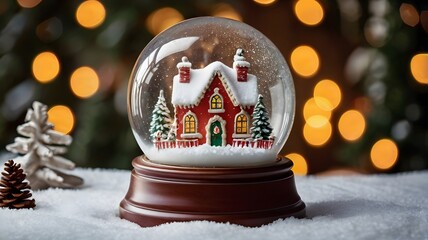 Beautiful snowman in winter landscape