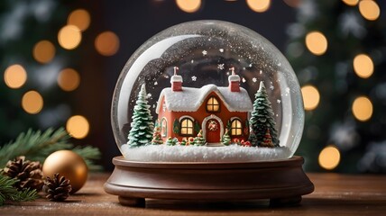 Beautiful snowman in winter landscape