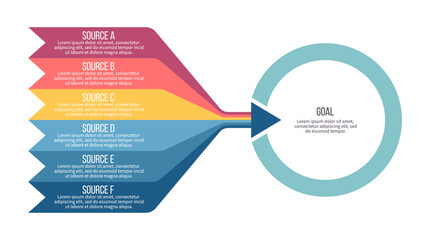 Business infographic template. Goal chart with six options, steps. Vector chart.