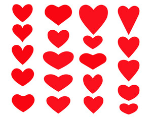 Set of hearts different shape.Valentines day icon collection