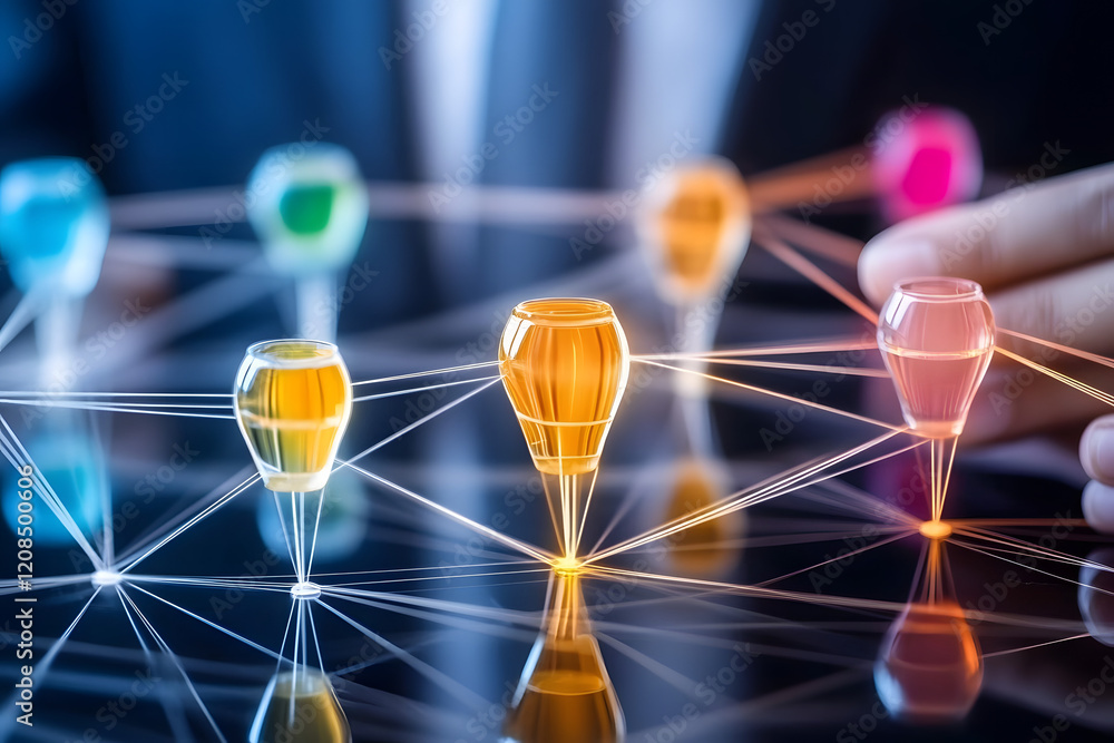 Poster connecting executives with solid human resource network structure for effective management and recru