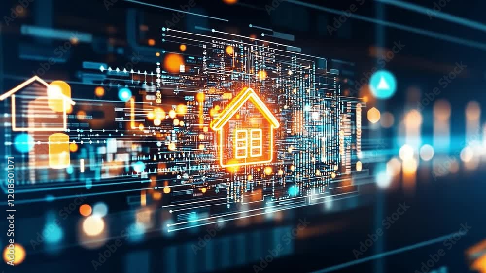 Poster visual representation of smart home technology integration in digital environments