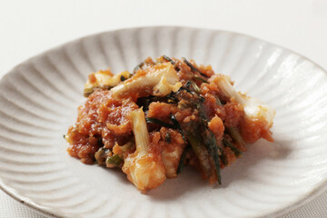 お皿に盛り付けたノビル味噌