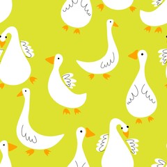 Spring animals seamless goose and easter eggs pattern for wrapping paper and fabrics and linens and kids clothes print and fashion textiles