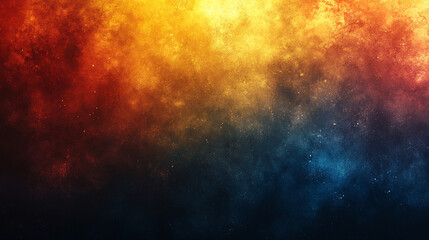 Naklejka premium A grainy red orange yellow blue vibrant dark gradient banner symbolizing chaos energy transformation intensity passion creativity emotions dynamic transitions atmospheric abstract textures