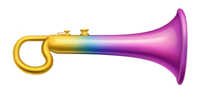Colorful Trumpet Musical Instrument Gradient Horn Brass Purple Gold Blue Musical Illustration Shiny