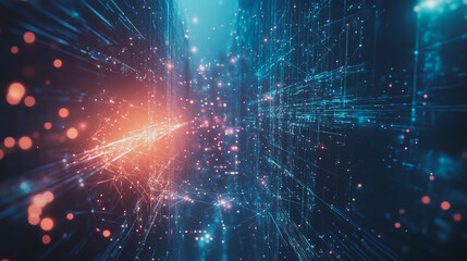 Obraz premium Smart digital Innovation city with connection network reciprocity over the cityscape. of future smart wireless digital city and social media networking systems that connects people with in city