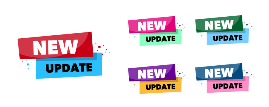 set of stickers in different colors new update vector design banner