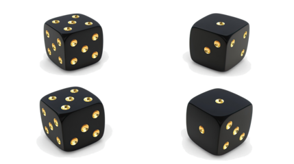 Unique Set of Black Gold Dice for Gaming or Decor Generative AI