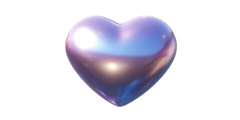 Iridescent Purple Heart Shape 3D Render Romantic Symbol Love Valentine s Day Shiny Glossy