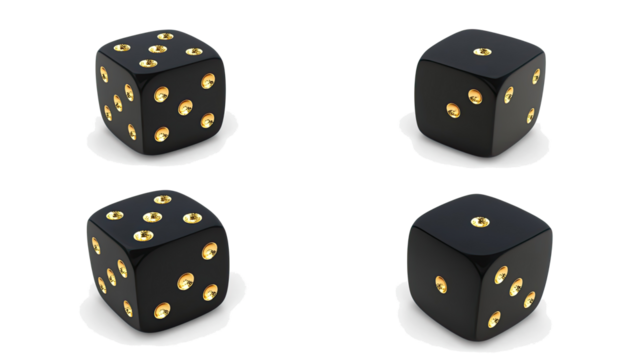 Unique Set of Black Gold Dice for Gaming or Decor Generative AI