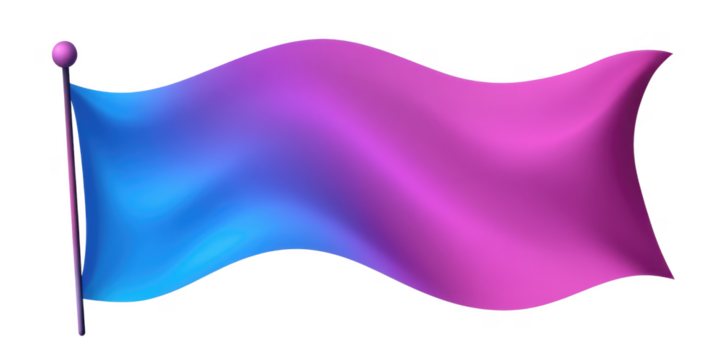 Abstract Purple and Blue Gradient Flag Waving on a Pole Digital Illustration Smooth Texture