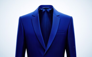 Stylish royal blue suit mockup, modern cut, sharp lapels, isolated on a crisp white backdrop