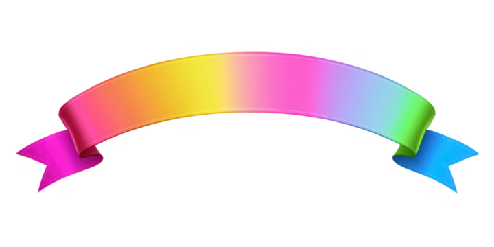 Colorful Rainbow Gradient Ribbon Banner Vibrant Curved Design Element for Celebration Website or
