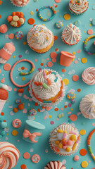A colorful assortment of cupcakes
