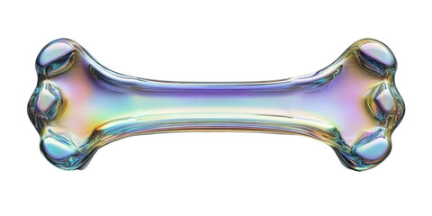 Abstract iridescent bone shaped liquid glossy colorful vibrant dynamic design element