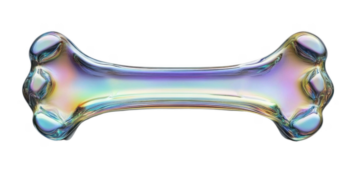 Abstract iridescent bone shaped liquid glossy colorful vibrant dynamic design element