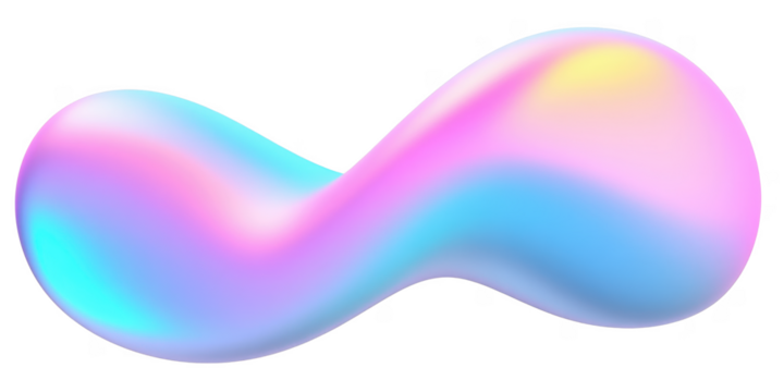 Abstract iridescent pastel blob fluid shape vibrant holographic design element
