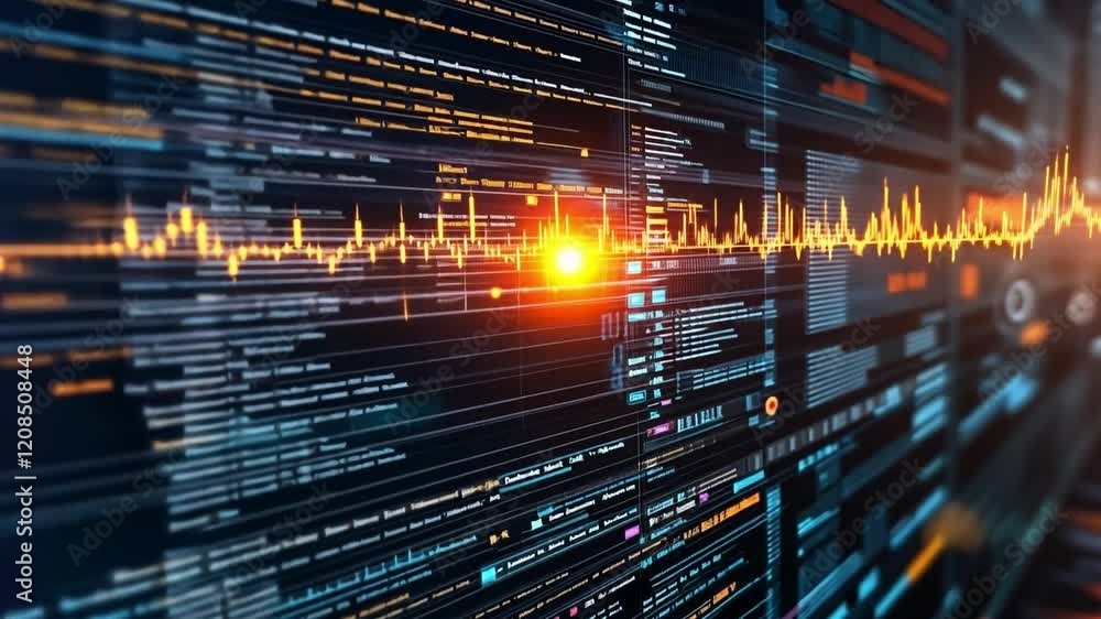 Poster advanced ai technology visualizing data patterns in a dynamic 4k environment