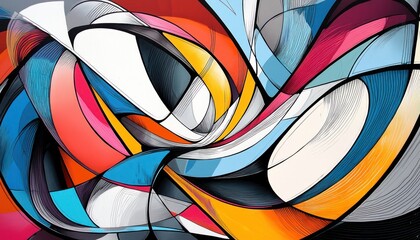Abstract line designs by urban graffiti and street art.