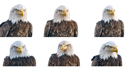 Bald Eagle Collection Displaying Various Expressions Generative AI