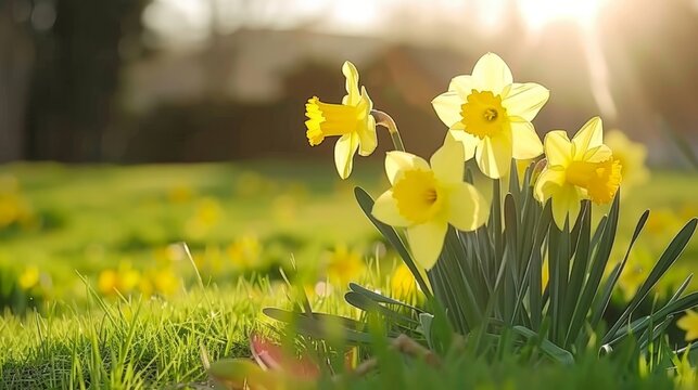 Vibrant yellow daffodils in bloom, signifying the arrival of spring and fresh beginnings