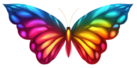 Vibrant Rainbow Butterfly Wings Colorful Insect Nature Art Digital Painting