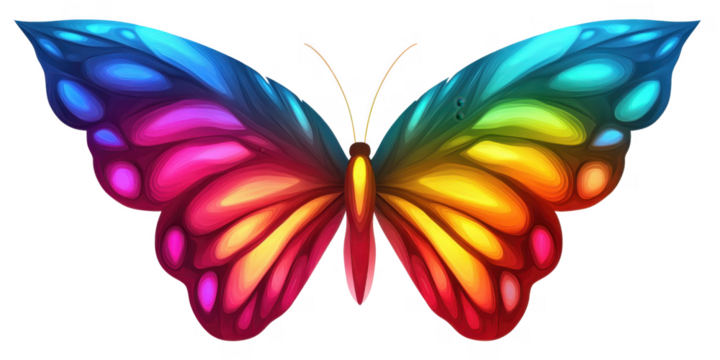 Vibrant Rainbow Butterfly Wings Colorful Insect Nature Art Digital Painting