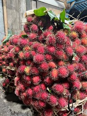 basket of fresh rambutan fruit
