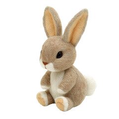 Obraz premium Friendly brown bunny sitting quietly on a soft surface isolated on white