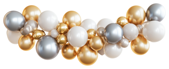 PNG Hanging gold silver balloon balloons white party.