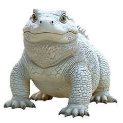 Fototapeta premium A stylized, cartoonish white lizard with a textured skin and a friendly expression.